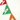 Colorful triangle-shaped banner with letter 'A' on a white background